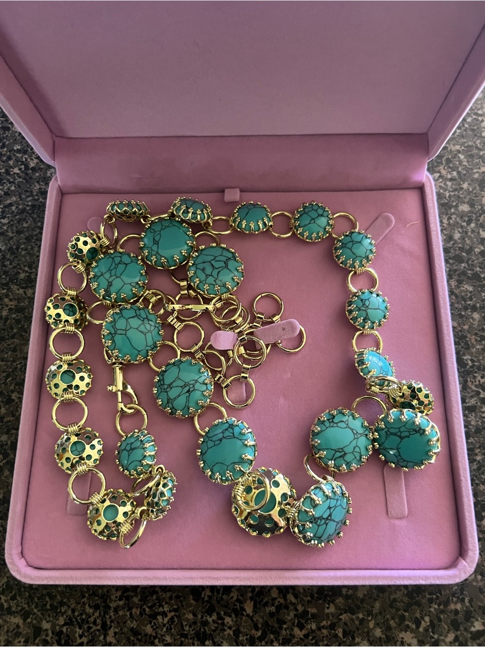 Feed Me Gems Turquoise Link Belt/Necklace - Women Jewelry